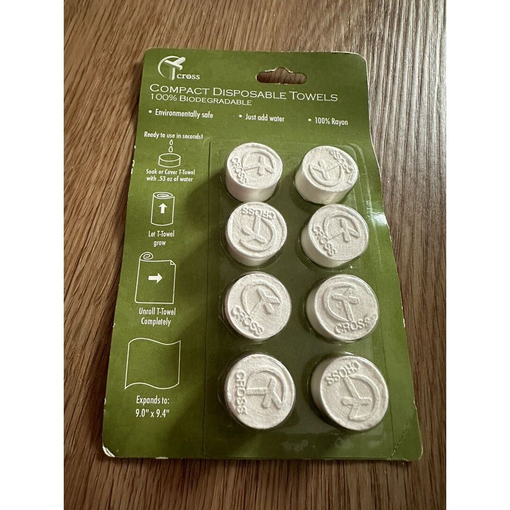 Lot of 9 Cross 100%‎ Biodegradable Compact Disposable Towels- 9.0"x9.4"